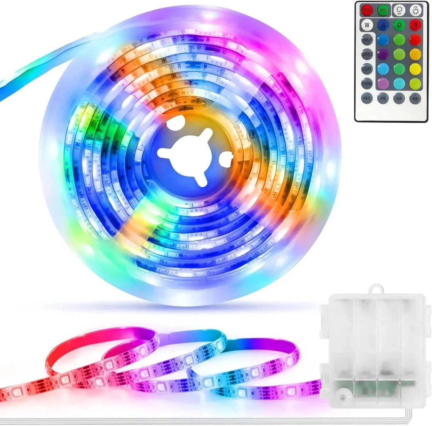 2m RGB LED Strip op Batterijen - IR Afstandsbediening & Waterdicht