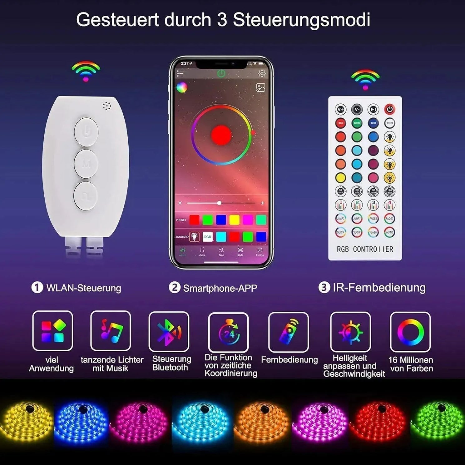 Bluetooth LED Strip 10M (2x5m) - Waterdicht RGB 5050 met App & Afstandsbediening