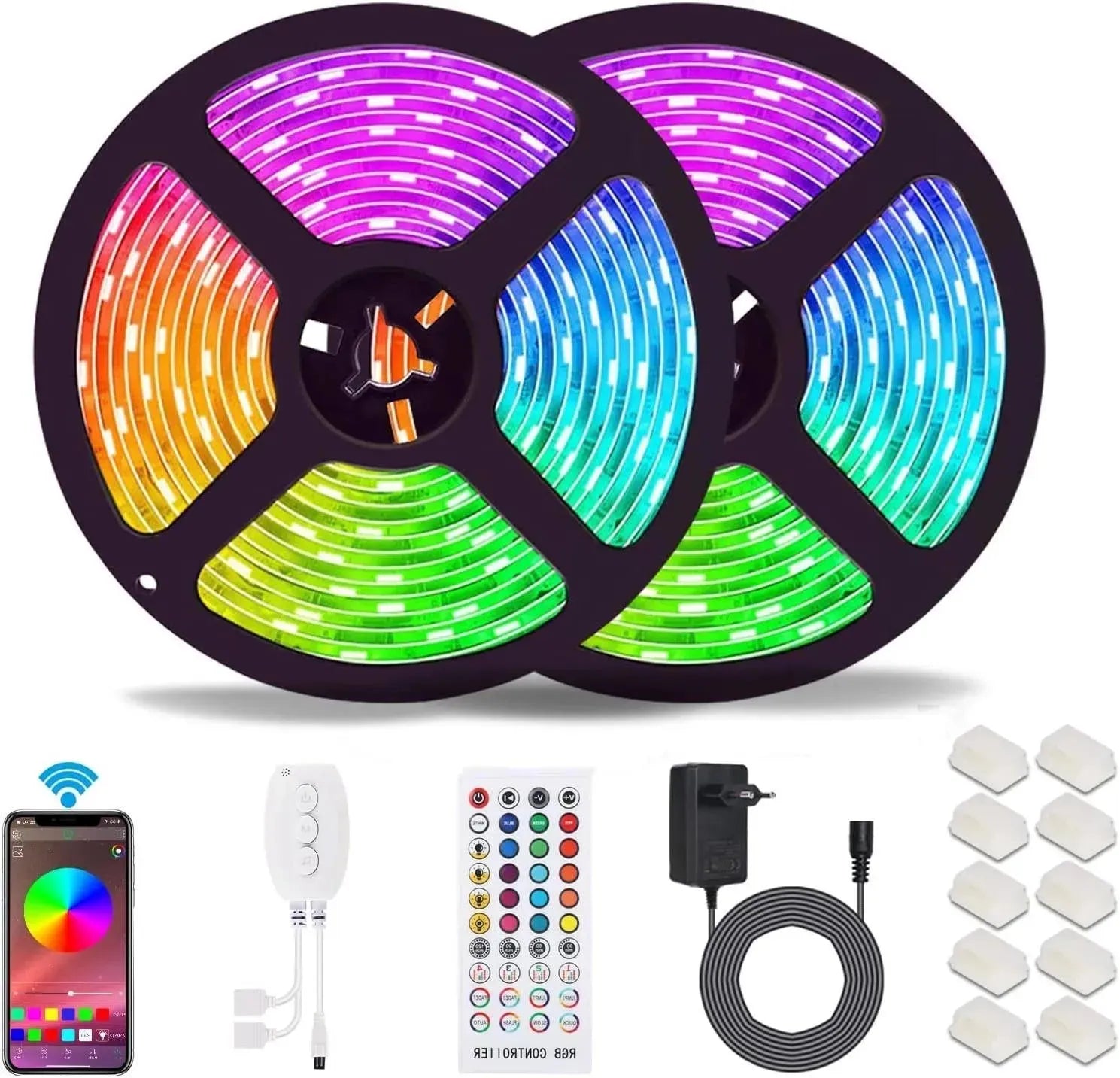 Bluetooth LED Strip 10M (2x5m) - Waterdicht RGB 5050 met App & Afstandsbediening